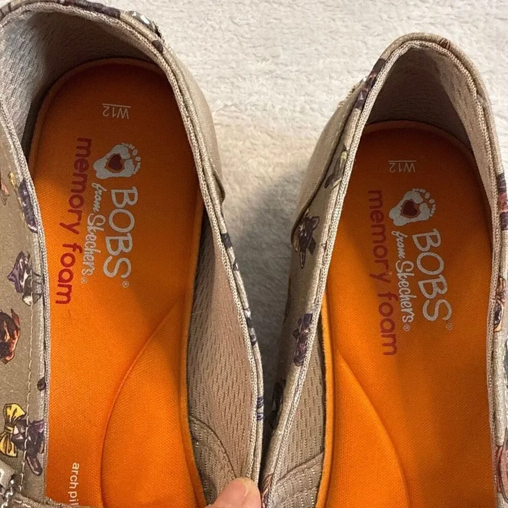 BOBS for Sketchers Dogs In Hats Pattern Cushioned Flats Size 12